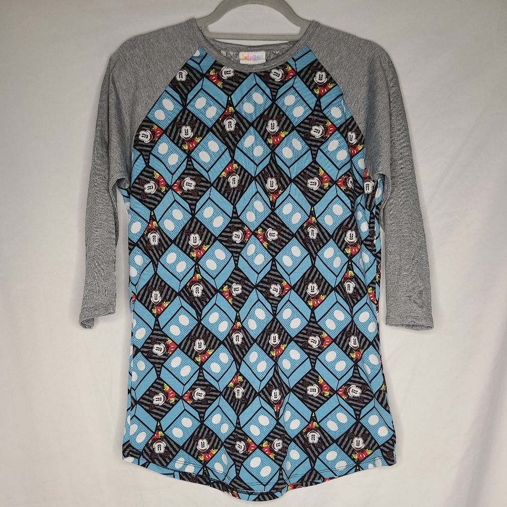 Lularoe Disney Randy T-Shirt Size Small Raglan 3/4 Sleeve Tee Mickey Mouse